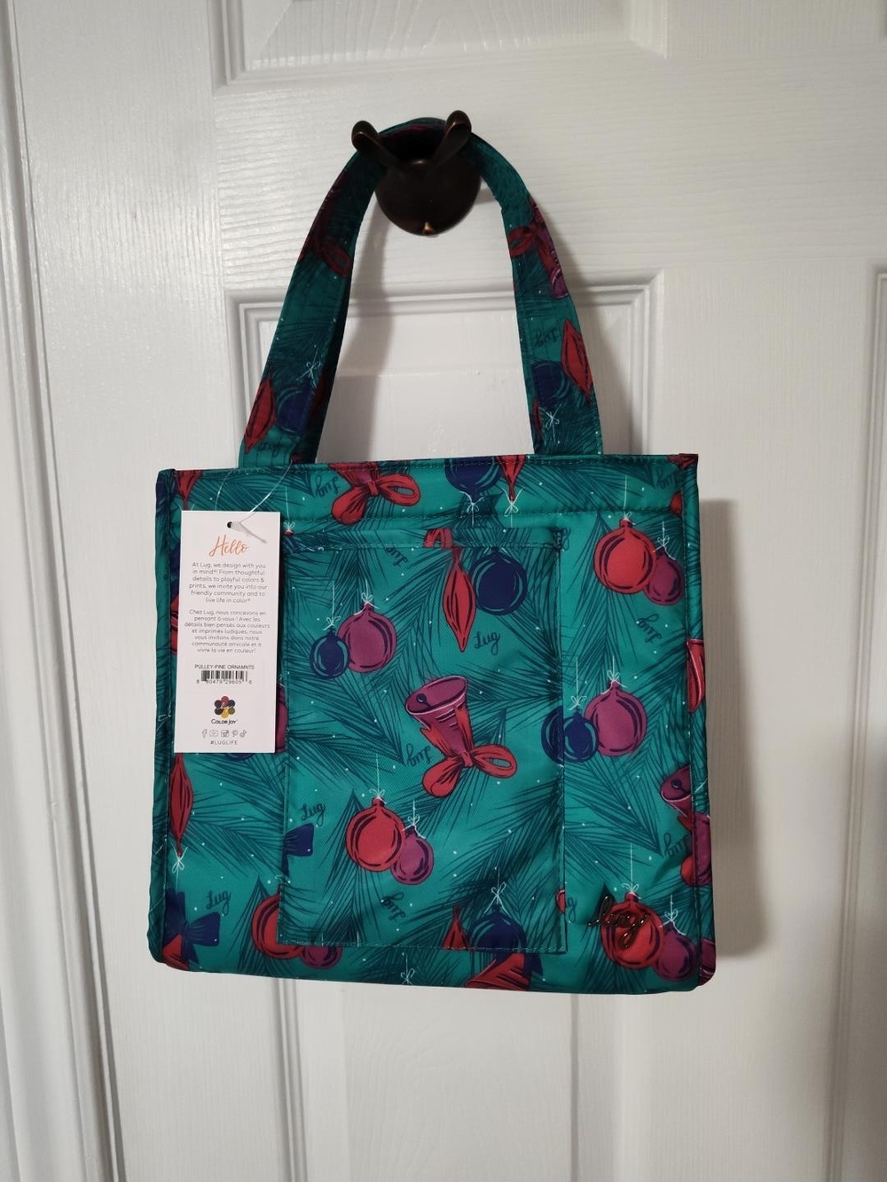 Lug Pulley Mini Tote Pine Ornaments Teal NWT